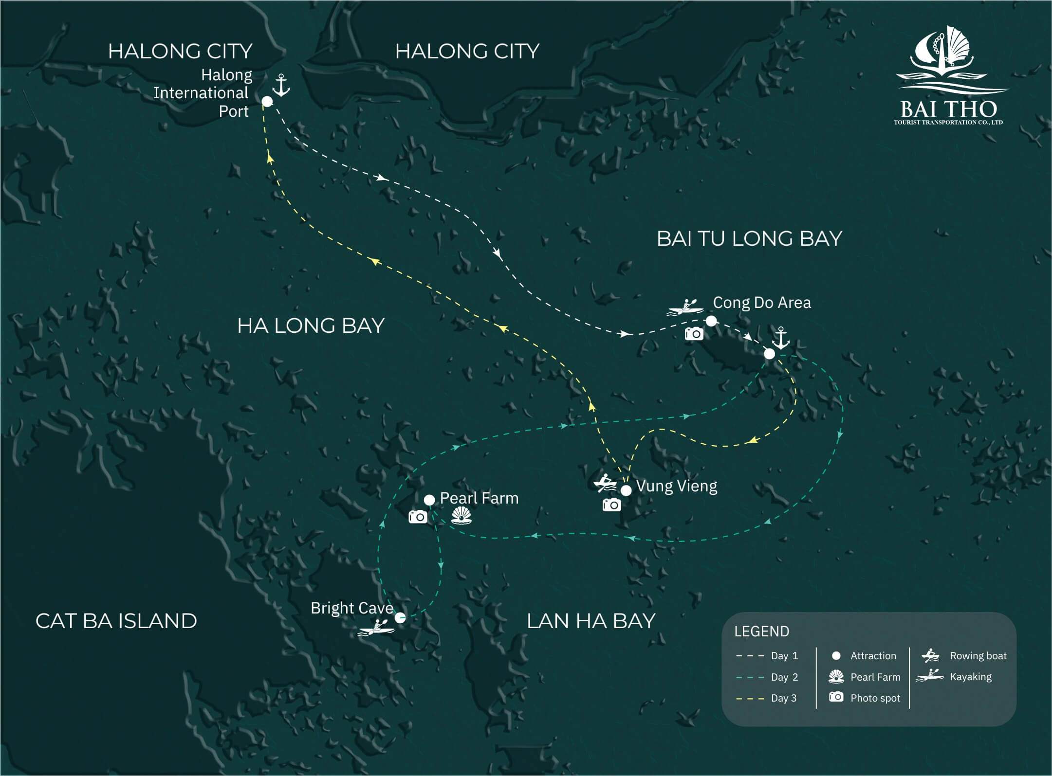 Cruise Map Bai Tu Long Bay 3 days 2 nights